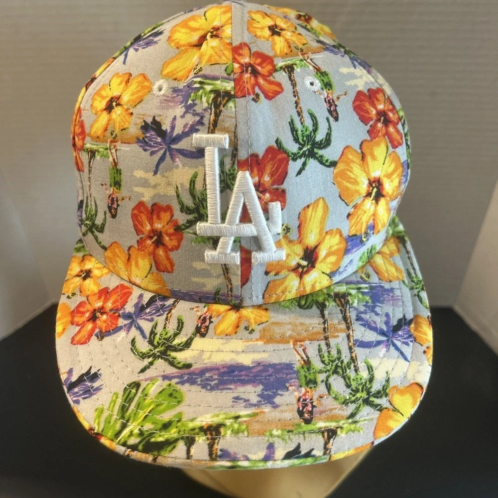 New Era 9FORTY LA Ball Cap Hat Hibiscus Palm Trees Adjustable